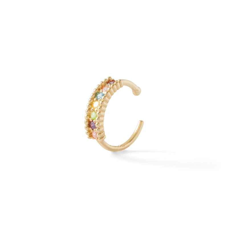 14K Gold Multi-Colored CZ Nose Ring - 20G 5/16"