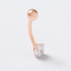 Thumbnail Image 1 of 014 Gauge 5mm Cubic Zirconia Solitaire Belly Button Ring in Solid 10K Rose Gold