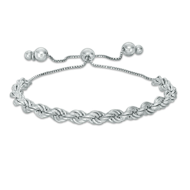 100 Gauge Twisted Rope Chain Bolo Bracelet in Sterling Silver - 9.5"