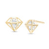 Thumbnail Image 0 of 4.5mm Cubic Zirconia Diamond-Shape Cage Stud Earrings in 10K Gold