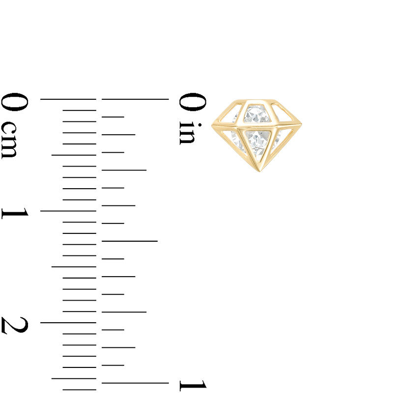 4.5mm Cubic Zirconia Diamond-Shape Cage Stud Earrings in 10K Gold
