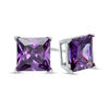 Thumbnail Image 0 of 8mm Princess-Cut Purple Cubic Zirconia Solitaire Stud Earrings in Sterling Silver