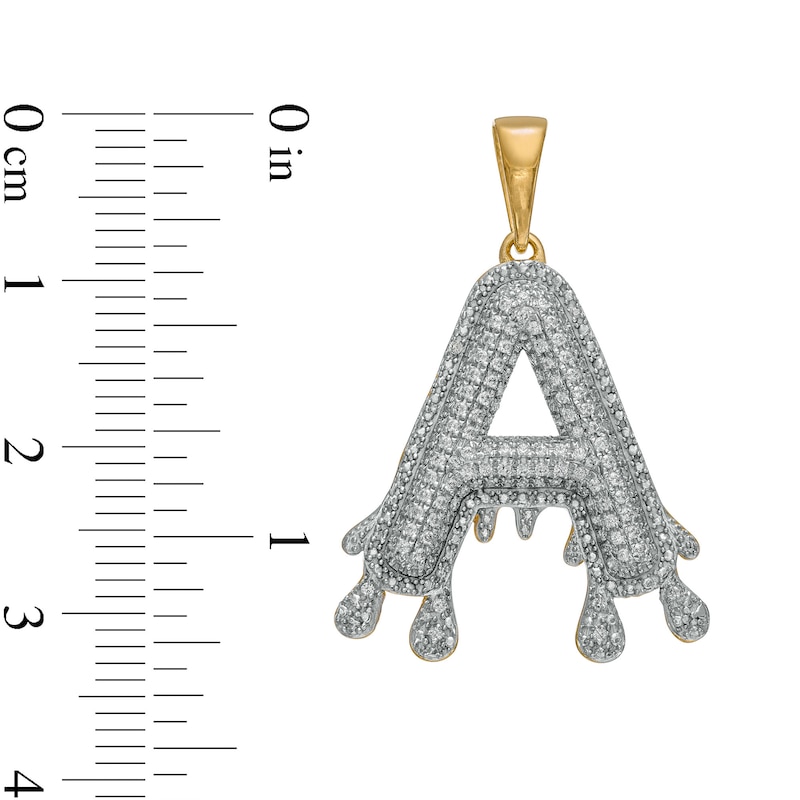 1/4 CT. T.W. Diamond Beaded Dripping "A" Initial Necklace Charm in 10K Gold