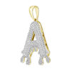 Thumbnail Image 3 of 1/4 CT. T.W. Diamond Beaded Dripping "A" Initial Necklace Charm in 10K Gold