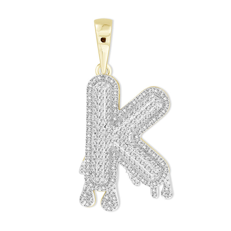 1/3 CT. T.W. Diamond Beaded Dripping "K" Initial Necklace Charm in 10K Gold