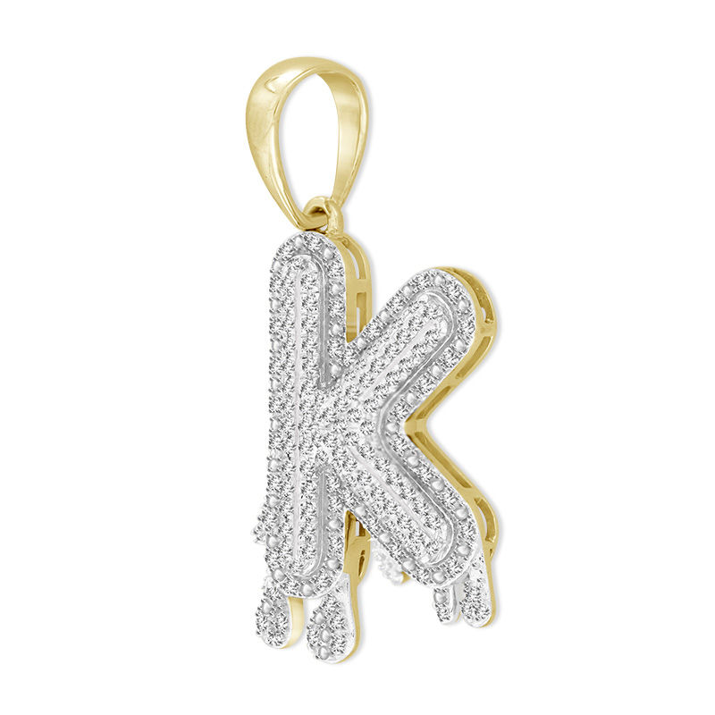 1/3 CT. T.W. Diamond Beaded Dripping "K" Initial Necklace Charm in 10K Gold