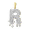 Thumbnail Image 0 of 1/3 CT. T.W. Diamond Beaded Dripping "R" Initial Necklace Charm in 10K Gold