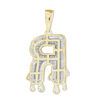 Thumbnail Image 1 of 1/3 CT. T.W. Diamond Beaded Dripping "R" Initial Necklace Charm in 10K Gold