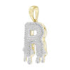 Thumbnail Image 3 of 1/3 CT. T.W. Diamond Beaded Dripping "R" Initial Necklace Charm in 10K Gold