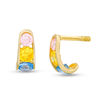 Thumbnail Image 0 of Child's Multi-Color Cubic Zirconia Graduated Three Stone J-Hoop Earrings in 10K Gold