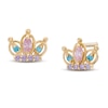 Thumbnail Image 0 of Child's Multi-Color Marquise and Round Cubic Zirconia Crown Stud Earrings in 10K Gold
