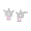 Thumbnail Image 0 of Child's 3mm Pink and White Cubic Zirconia Bead Crown with Heart Cut-Out Stud Earrings in Sterling Silver
