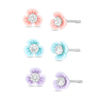 Thumbnail Image 0 of Child's 3mm Cubic Zirconia Solitaire Pastel-Theme Flower Stud Earrings Set in Solid Sterling Silver