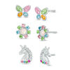 Thumbnail Image 0 of Child's Multi-Color Crystal and Enamel Spring-Theme Stud Earrings Set in Solid Sterling Silver