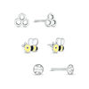 Thumbnail Image 0 of Child's Honey Bee, Honeycomb and Crystal Solitaire Stud Earrings Set in Sterling Silver