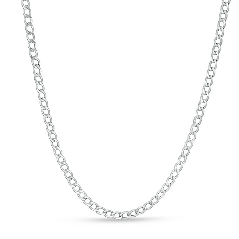Made in Italy 080 Gauge Curb Chain Necklace in 10K Hollow White Gold - 20"