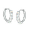 Thumbnail Image 0 of Child's Simulated Opal Five Stone Huggie Hoop Earrings in Sterling Silver