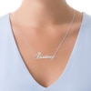 Thumbnail Image 1 of Script Name with Heart Cut-Out Crown Necklace in Sterling Silver (1 Line)