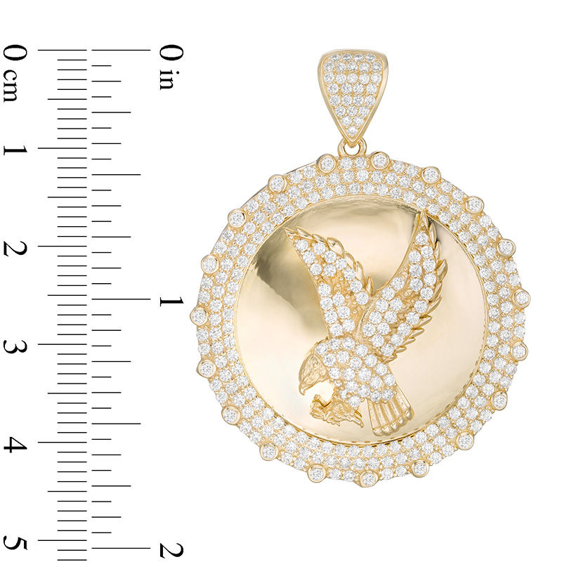Cubic Zirconia Flying Eagle Frame Medallion Necklace Charm in 10K Gold