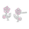 Thumbnail Image 0 of Child's Pink Cubic Zirconia Beaded Flower Stud Earrings in Sterling Silver