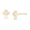 Thumbnail Image 0 of Cubic Zirconia Cross Stud Piercing Earrings in 14K Gold