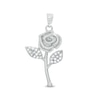 Thumbnail Image 0 of Cubic Zirconia Long Stem Rose Necklace Charm in Solid Sterling Silver