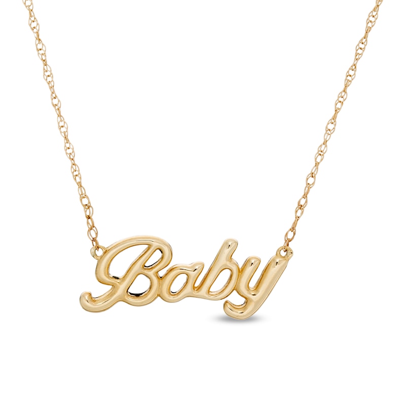 Cursive "Baby" Necklace in 10K Gold - 20"