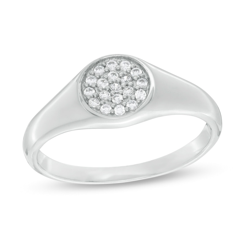 Composite Cubic Zirconia Signet Ring in Sterling Silver - Size 8