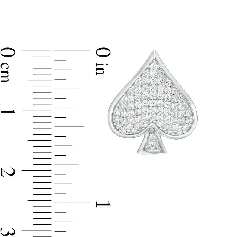 Cubic Zirconia Composite Spade Symbol Stud Earrings in Sterling Silver