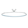 Thumbnail Image 0 of Light Blue and White Cubic Zirconia Accent Line Bolo Bracelet in Sterling Silver - 9.5"