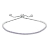 Thumbnail Image 0 of Purple and White Cubic Zirconia Accent Line Bolo Bracelet in Sterling Silver - 9.5"