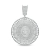 Thumbnail Image 0 of Cubic Zirconia Lion Head and Greek Key Medallion Necklace Charm in Solid Sterling Silver