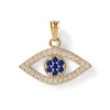 Thumbnail Image 0 of Blue and White Cubic Zirconia Evil Eye Necklace Charm in 10K Solid Gold