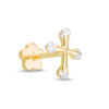 Thumbnail Image 0 of 019 Gauge Cubic Zirconia Ends Cross Cartilage Barbell in 14K Gold
