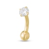 Thumbnail Image 0 of 10K Solid Gold CZ Solitaire Curved Barbell - 19G