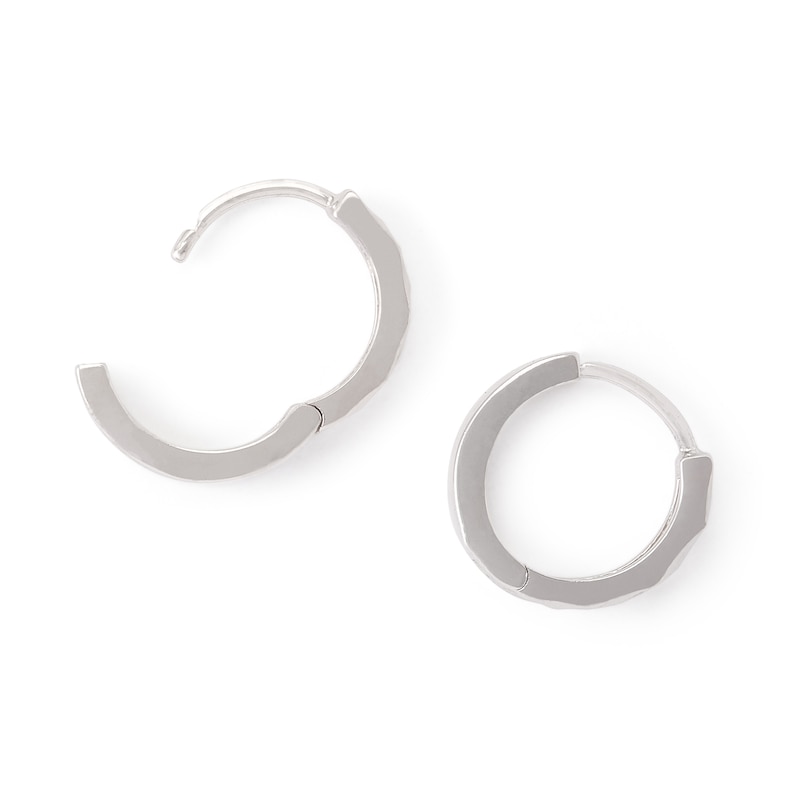 Diamond-Cut Huggie Hoop Earrings in Solid Sterling Silver