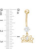 Thumbnail Image 1 of 014 Gauge Marquise and Round Cubic Zirconia Lotus Flower Dangle Belly Button Ring in 10K Gold