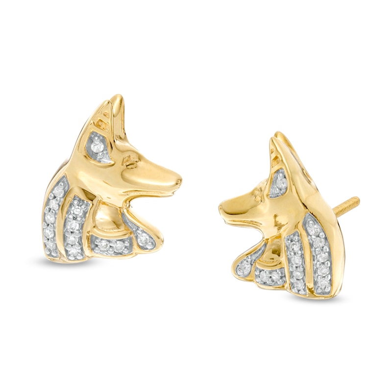 1/20 CT. T.W. Diamond Dog Stud Earrings in 10K Gold - XL Post