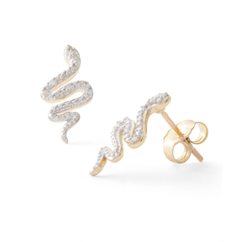1/20 CT. T.W. Diamond Snake Stud Earrings in 10K Gold