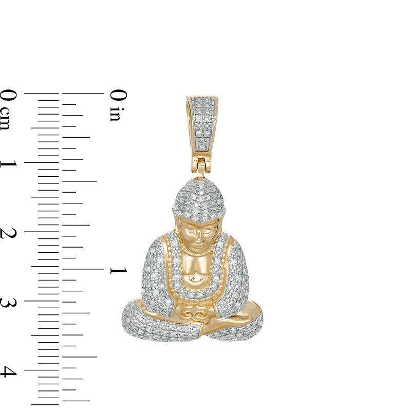 1/8 CT. T.W. Diamond Praying Buddha Necklace Charm in 10K Gold