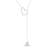 Thumbnail Image 0 of 1/4 CT. T.W. Diamond Tilted Double Heart "Y" Necklace in Sterling Silver