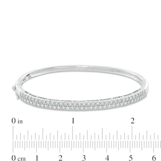 1/3 CT. T.W. Diamond Double Row Bangle in Sterling Silver | Banter