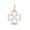 Thumbnail Image 0 of Cubic Zirconia Heart-Shaped Four Leaf Clover Necklace Charm in 10K Solid Gold