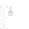 Thumbnail Image 1 of Cubic Zirconia Heart Outline with Crown Necklace Charm in Solid Sterling Silver