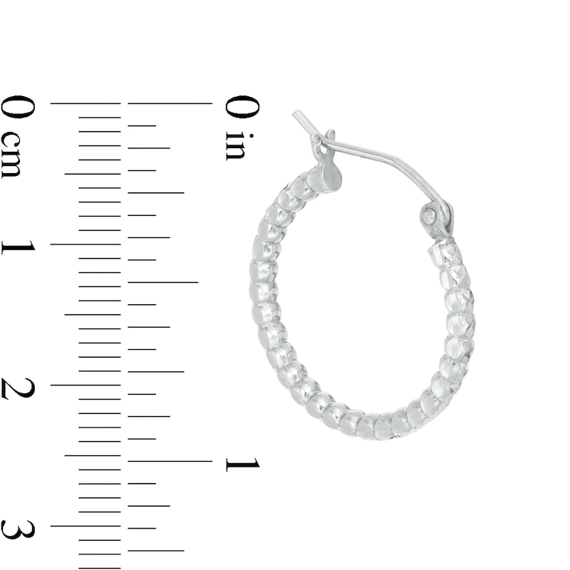 20mm Diamond-Cut Beaded Tube Hoop Earrings in Sterling Silver