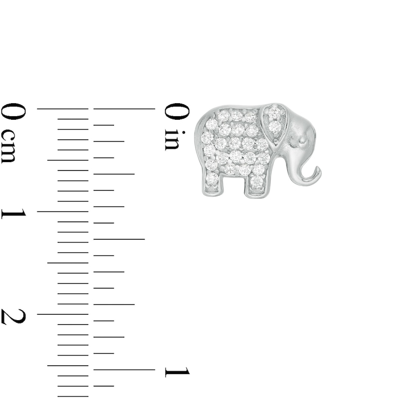 Cubic Zirconia Elephant Stud Earrings in Sterling Silver