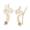 Thumbnail Image 0 of Black and White Cubic Zirconia Snake Crawler Earrings in 10K Gold