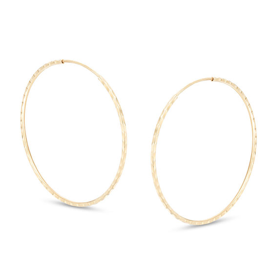 38mm Diamond-Cut Continuous Tube Hoop Earrings in 10K Gold | Piercing ...