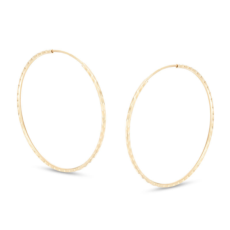 10K Tube Hollow Gold Diamond-Cut Continuous Hoops