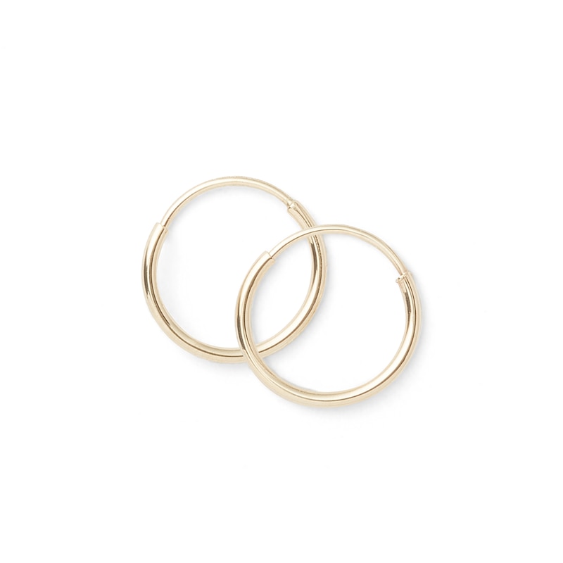 14K Tube Hollow Gold Continuous Hoops